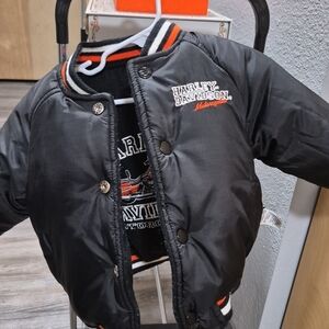 Harley-Davidson Kids Black and Orange Puffer Jacket